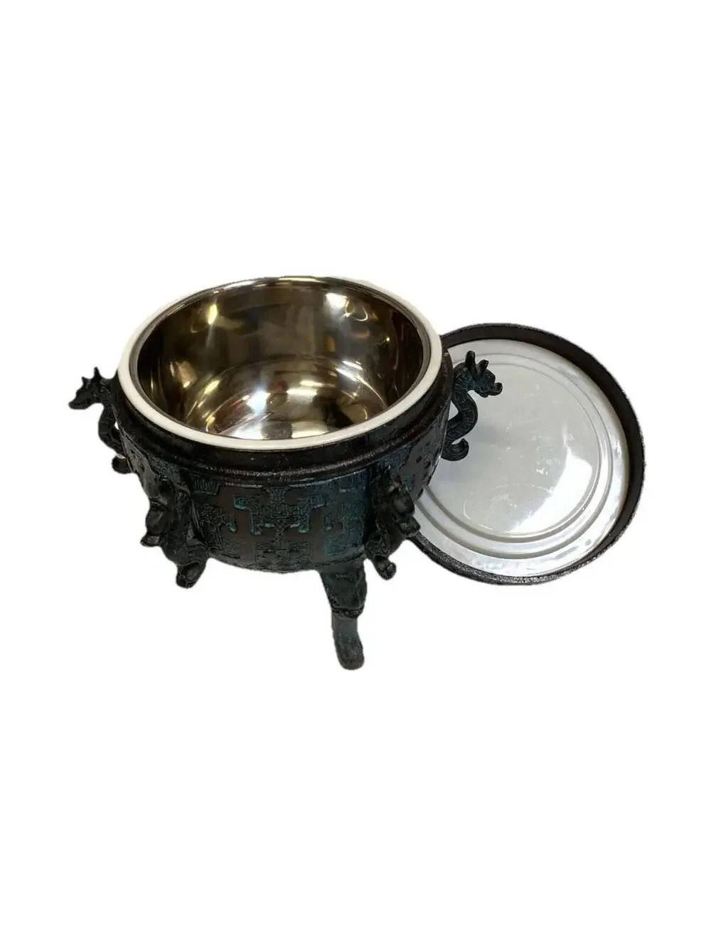 MCM James Mont-Style Bronze Ice Bucket/Dragon Handles And Lid